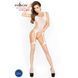Passion BS019 white bodystocking, jumpsuit, imitation stockings and belt, White