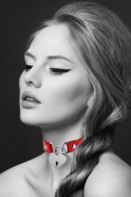 Bijoux Pour Toi heart lock choker - HEART LOCK Red, eco-leather