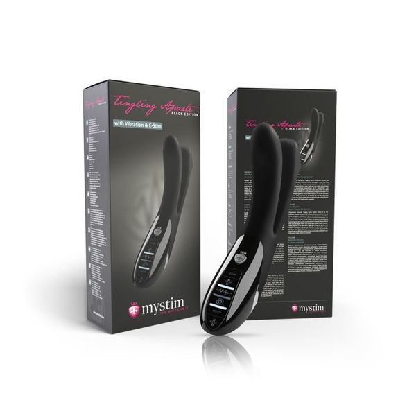 Mystim Tingling Aparte eStim Black Double Vibrator with electrostimulation, myostimulator