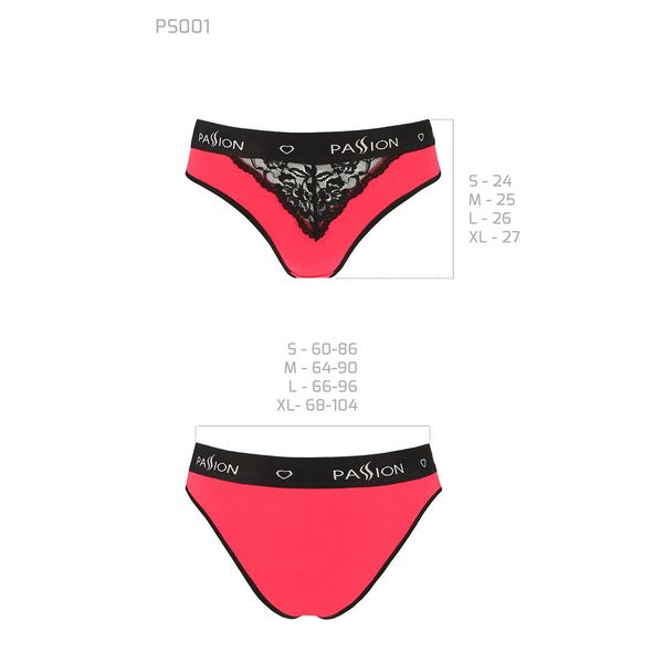 Panties with wide lace band Passion PS001 PANTIES red/black, size S