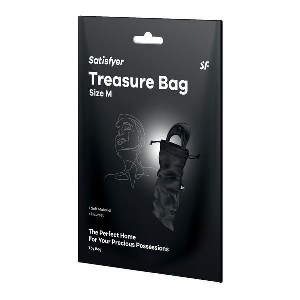 Мішок для секс-іграшок Satisfyer Treasure Bag M, чорний, на шнурку SX0546 фото