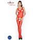 Passion BS038 red bodystocking, jumpsuit, imitation stockings and belt, Red