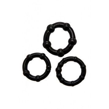 Wooomy Babooom cockring set, 3 sizes, stretchy, Black