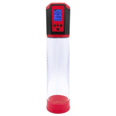 Men Powerup Passion Pump Red Automatic Vacuum Pump, LED display, rechargeable, 8 modes