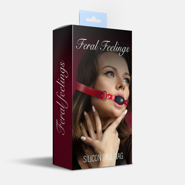 Feral Feelings Silicone Ball Gag Red/Black, red strap, black ball