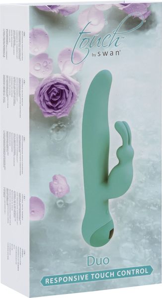 Rabbit vibrator with touch control and rotation Touch by SWAN - Duo Teal, deep vibration