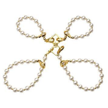 Жемчужные наручники и поножи LOCKINK Pearl Handcuffs & Anklecuffs SX0909 фото