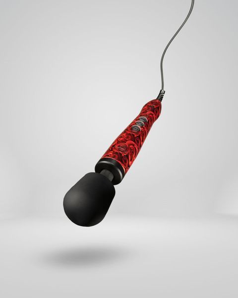 DOXY Original ROSE PATTERN vibrating massager, very powerful, 220V power supply, pulsating vibrations, Red