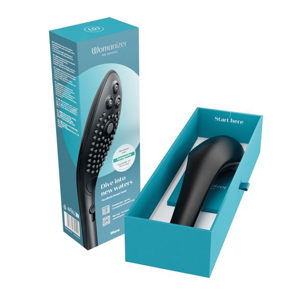 Womanizer Wave Black 2-in-1 Shower Stimulator Attachment, Intimate Zone Massager