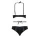 Lingerie set Passion NAVEL SET black S/M Black, panties, bra, lace and latex inserts