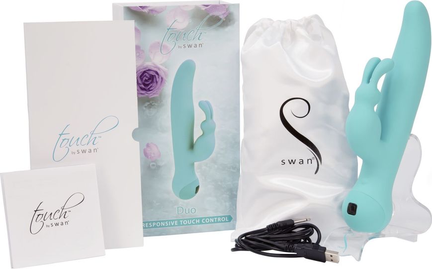 Rabbit vibrator with touch control and rotation Touch by SWAN - Duo Teal, deep vibration