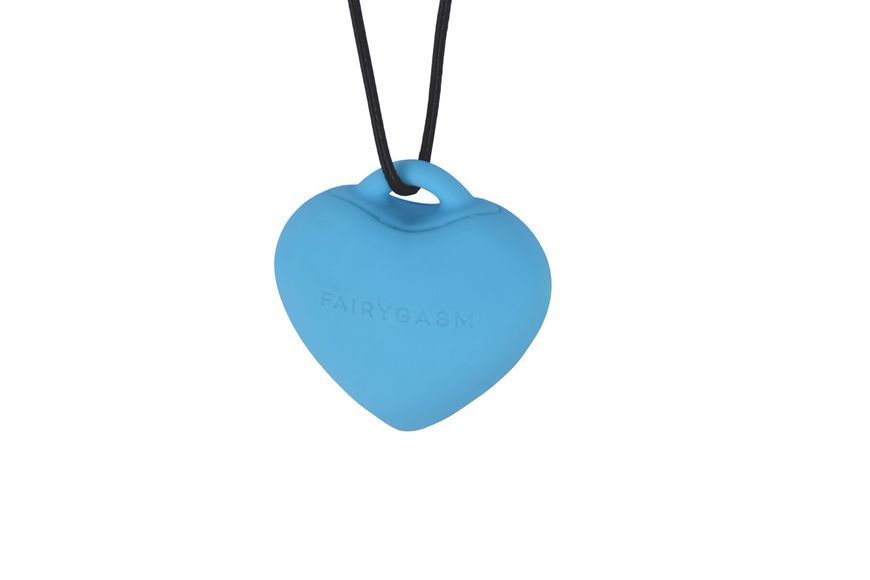 FairyGasm PleasureStone Blue Heart-Shaped Mini Vibrator, 9 Modes, on a Cord