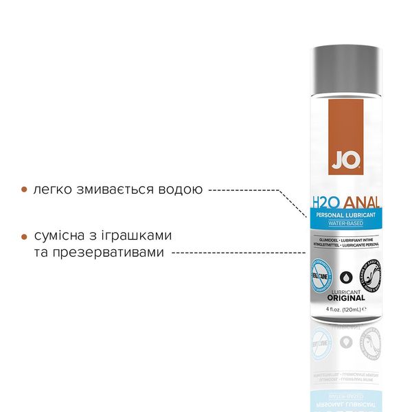 Анальная смазка System JO ANAL H2O - ORIGINAL (120 мл) на водной основе, растительный глицерин SO1456 фото