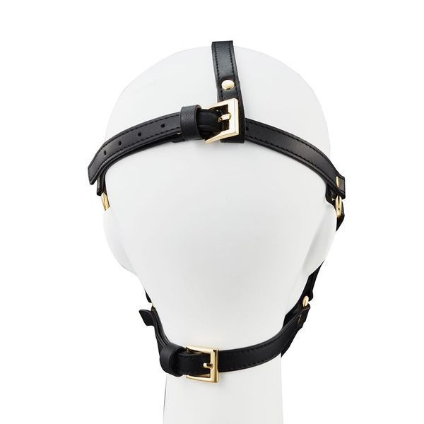 Маска-сбруя для минета LOCKINK SEVANDA Blowjob Head Harness, черная, с мягкой вставкой в виде губ SX0911 фото