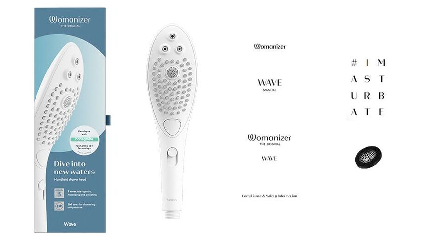 Womanizer Wave White 2-in-1 Shower Stimulator Attachment, Intimate Zone Massager