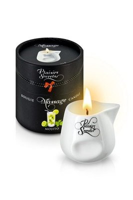 Plaisirs Secrets Mojito massage candle (80 ml) gift set, ceramic jar