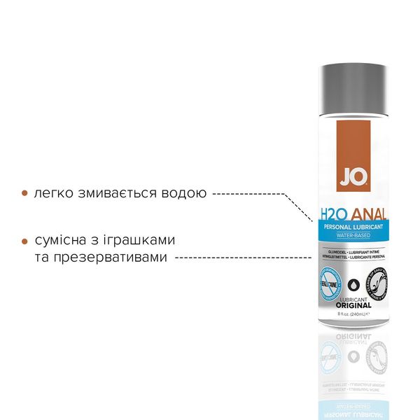 Анальная смазка System JO ANAL H2O - ORIGINAL (240 мл) на водной основе, растительный глицерин SO1694 фото