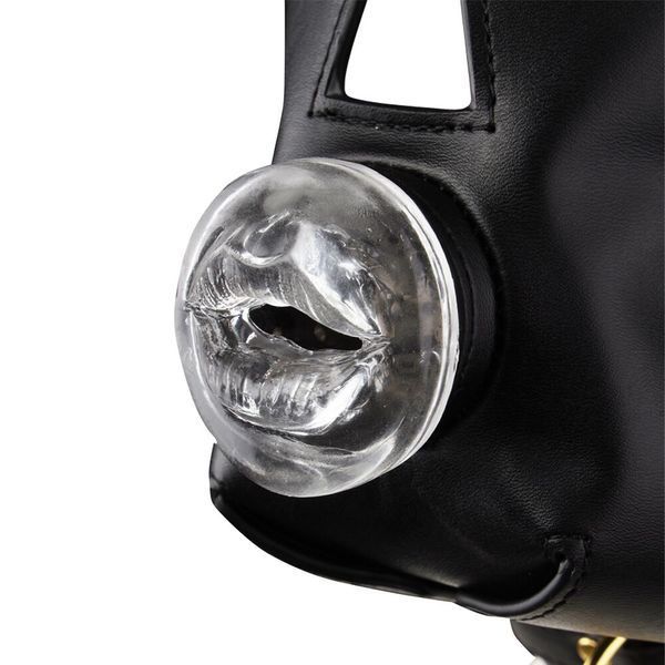 LOCKINK SEVANDA Blowjob Head Muzzle with Leash, Black