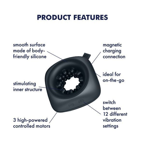 Satisfyer Ring Stroker Masturbator, 12 Vibration Modes, Versatile, Compact