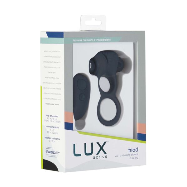 Двойное эрекционное кольцо с вибрацией Lux Active -Triad - Vibrating Dual Cock Ring, пульт ДУ SO5575 фото