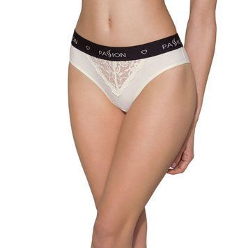 Panties with a wide elastic band and lace Passion PS001 PANTIES S, ecru