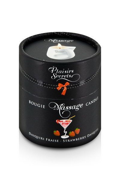 Plaisirs Secrets Strawberry Daiquiri massage candle (80 ml) gift set, ceramic jar