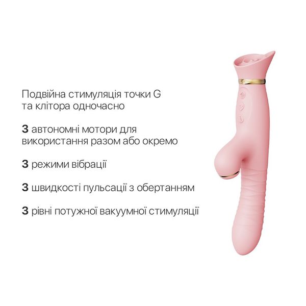 Zalo ROSE Thruster Strawberry Pink Pulsator-Vibrator with Clitoral Vacuum Stimulation