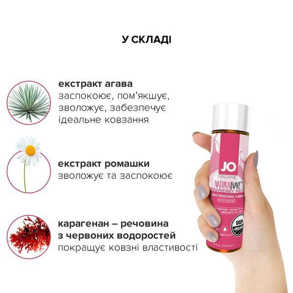JO NATURALOVE Strawberry Water-Based Lubricant (120ml) with Chamomile and Agave Leaf Extract, Black