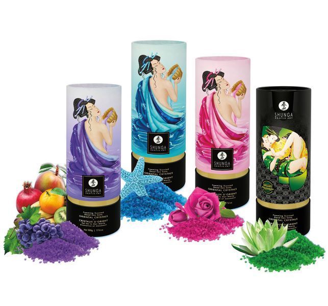 Shunga Dead Sea salt Oriental Crystals - Rose Petal Foaming Bath Salt (500 g), Dead Sea