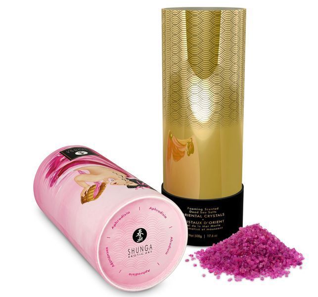 Shunga Dead Sea salt Oriental Crystals - Rose Petal Foaming Bath Salt (500 g), Dead Sea