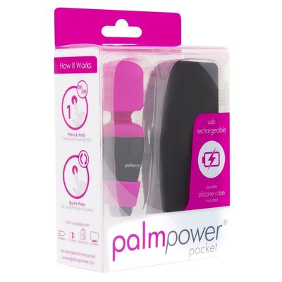 Mini massager PalmPower Pocket with zippered case, waterproof, rechargeable, length 9 cm