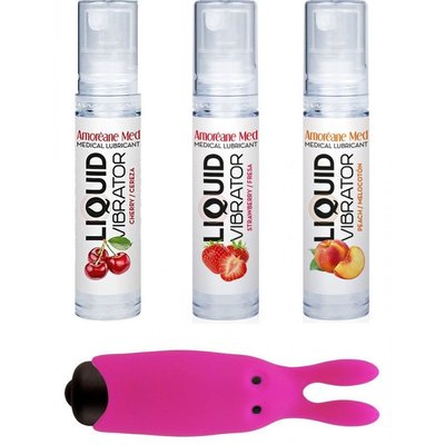 Amoreane Med Stimulating Lubricant Set (3x10ml) and Adrien Lastic Pink Vibrating Bullets Set