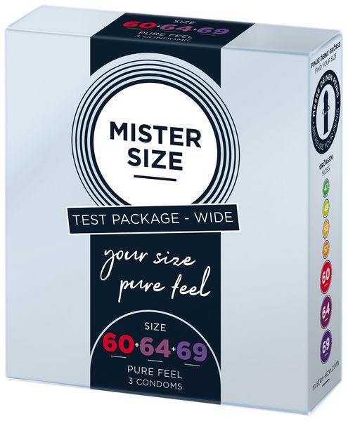 Mister Size - pure feel Condoms Set - 60–64–69 (pack of 3), includes 3 sizes, thickness 0.05 mm