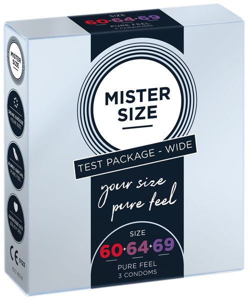 Mister Size - pure feel Condoms Set - 60–64–69 (pack of 3), includes 3 sizes, thickness 0.05 mm