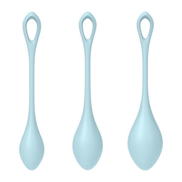Satisfyer Yoni Power 2 Light Blue Yoni Bead Set, diameter 2-2.5-3 cm, weight 22-44-73 g