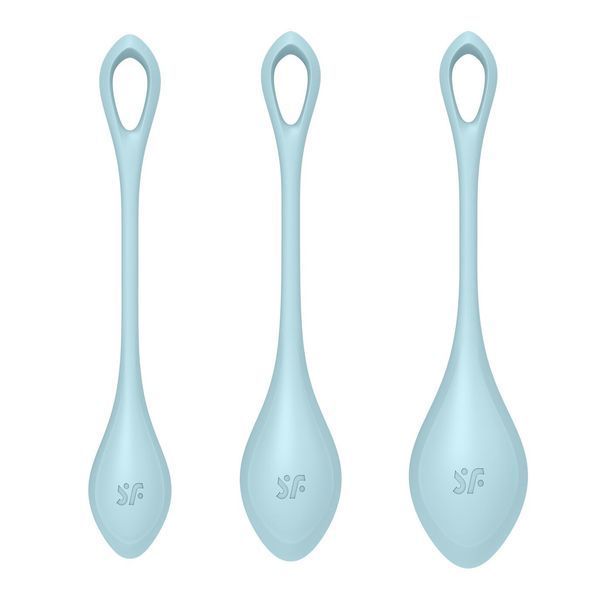 Satisfyer Yoni Power 2 Light Blue Yoni Bead Set, diameter 2-2.5-3 cm, weight 22-44-73 g