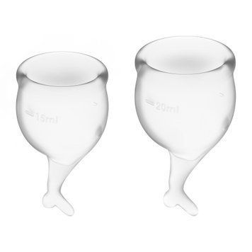Набор менструальных чаш Satisfyer Feel Secure (transparent), 15мл и 20мл, мешочек для хранения SO3994 фото