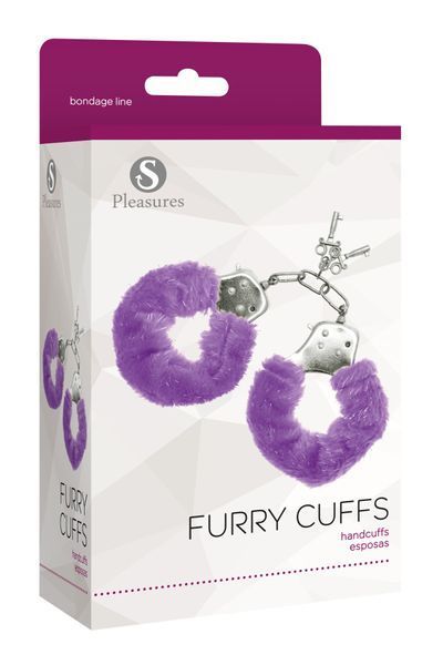 Наручники S Pleasures Furry Cuffs Purple с пушистой отделкой, 2 ключа в комплекте SX1642 фото