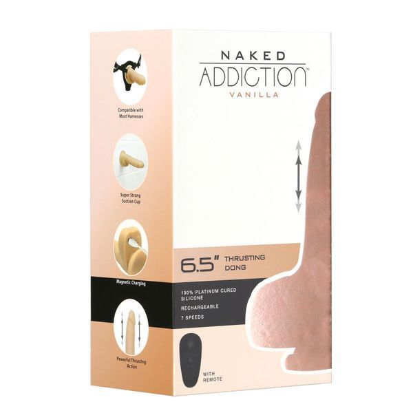 Фаллоимитатор-пульсатор Naked Addiction 6.5&Prime; Thrusting Dong With Remote, движения вперед-назад,пульт SO7756 фото