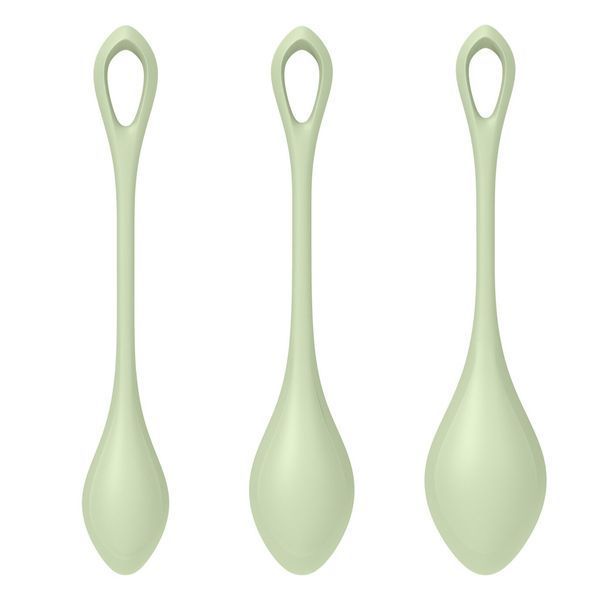 Satisfyer Yoni Power 2 Light Green Yoni Bead Set, diameter 2-2.5-3 cm, weight 22-44-73 g