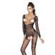 Passion BS031 black bodystocking, open-chested jumpsuit, Black