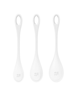 Satisfyer Yoni Power 1 White Yoni Bead Set, Diameter 2-2.5-3cm, Weight 22-46-74g