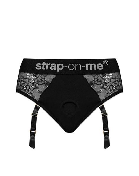 Мереживні трусики для страпона з підв’язками для панчіх Strap-On-Me DIVA HARNESS - L SO4512 фото