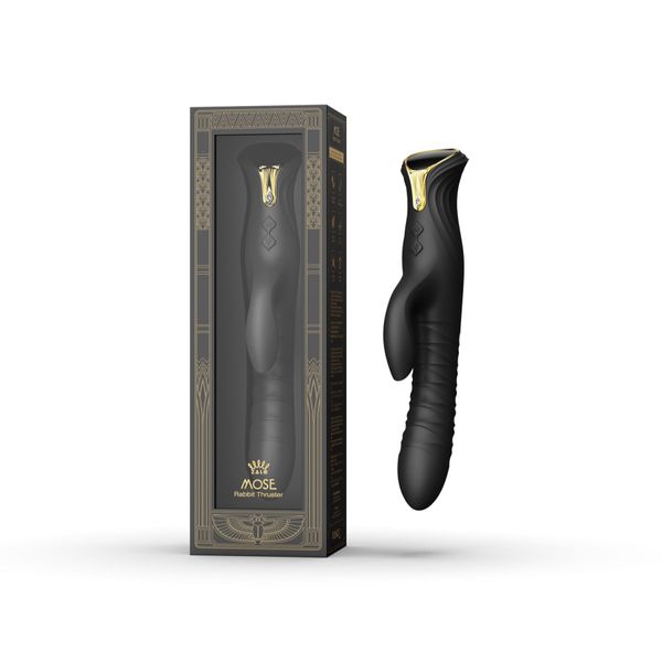 Zalo Mose Obsidian Black Pulsator Rabbit Vibrator with Heating up to 42°C, Swarovski crystal