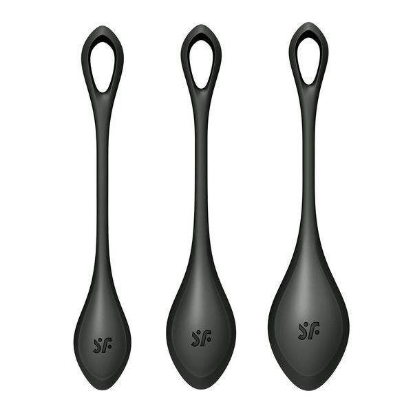 Satisfyer Yoni Power 2 Black Yoni Bead Set, diameter 2-2.5-3 cm, weight 22-44-73 g