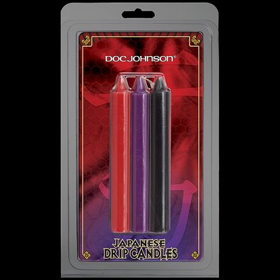 Doc Johnson Japanese Drip Candles - 3 Pack Multi-Colored, low-temperature BDSM candles