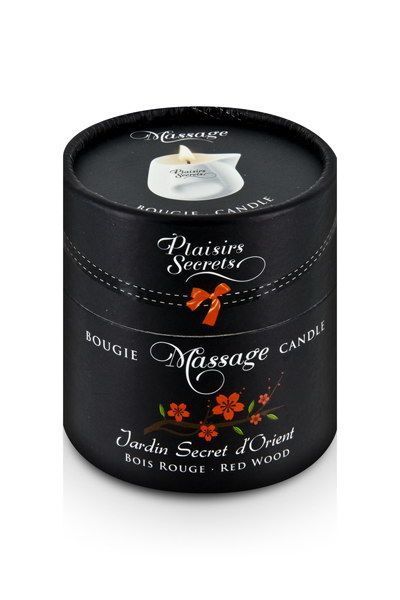 Plaisirs Secrets Red Wood massage candle (80 ml) gift set, ceramic jar