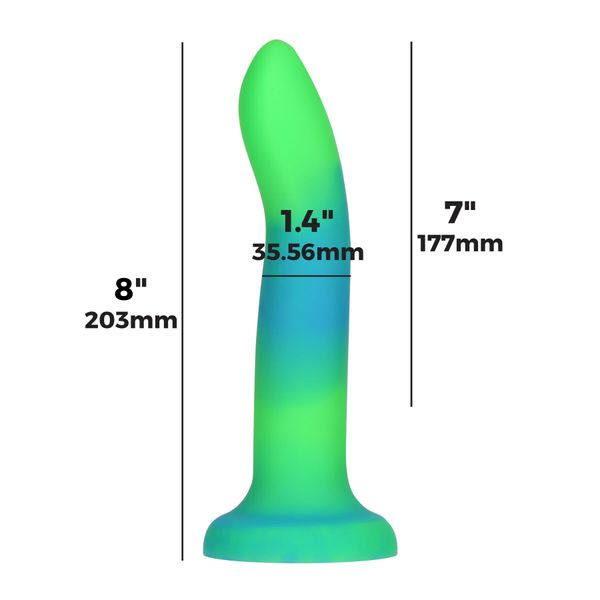 Светящийся в темноте фаллоимитатор ADDICTION Rave 8″ Glow in the Dark Dildo Blue Green, 20,3 см SO6849 фото