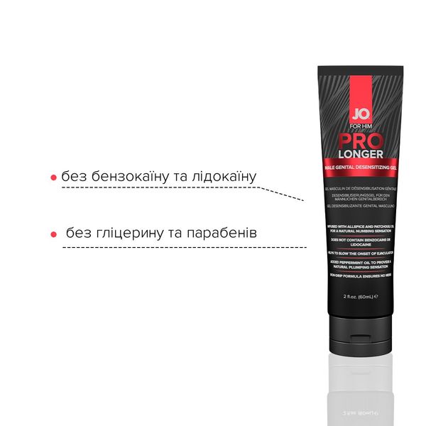 Пролонгер гель System JO Prolonger Gel (60 мл) с маслом перечной мяты, гвоздичного перца и пачули SO1834 фото