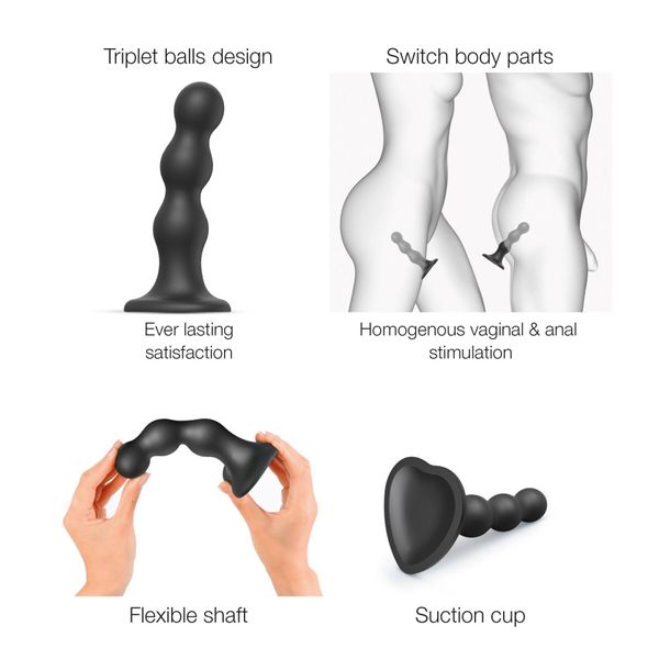 Насадка для страпона Strap-On-Me Dildo Plug Balls Black S SO8991 фото